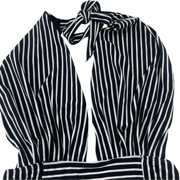 COCOSHIP Black White Striped Balancing Act Vintage Backless Bather Swimsuit 3X - Picture 3 of 14